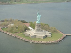 La statue de la liberté depuis l’hélicoptère !
