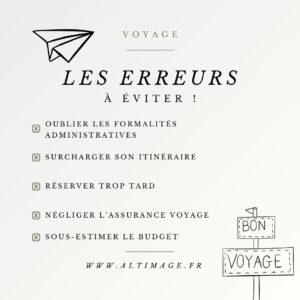 erreurs à éviter voyage